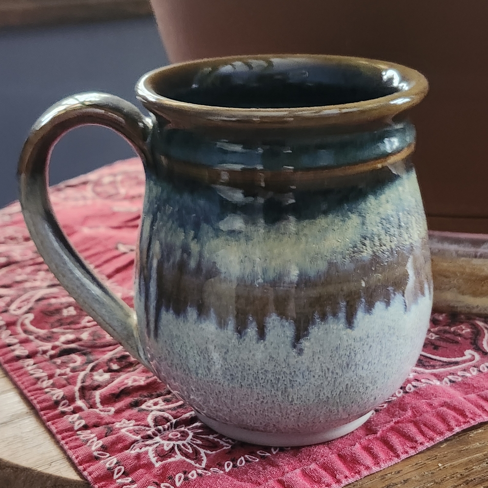 Handcrafted Ceramic Mug - Blue and Brown
